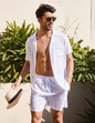 Summer Cotton Linen Beach men swim set