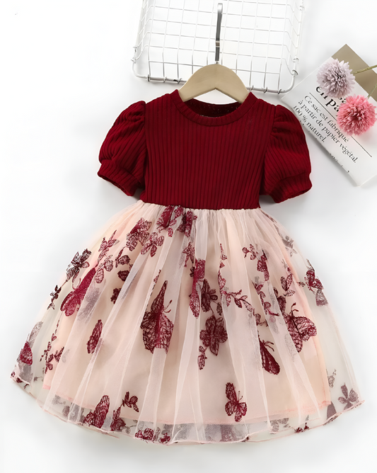 Beautifull Butterfly Craved Fit & Flare Dress For Girls Size 4-5 Years